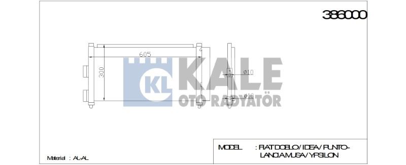 KL386000-1.jpg KLİMA RADYATÖRÜ FIAT DOBLO IDEA PUNTO 1.2/1.3/1.4 (586X288X16) AL/AL (1 AD ) - Görsel 1