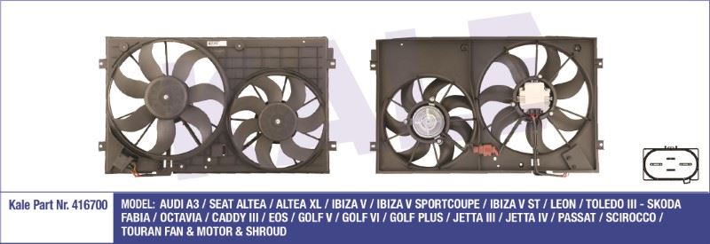 KL416700-1.jpg FAN MOTORU DAVLUMBAZLI ÇİFTLİ VW CADDY III GOLF V VI JETTA III/JETTA IV/PASSAT(200/150W 360/295MM) (1 AD ) - Görsel 1