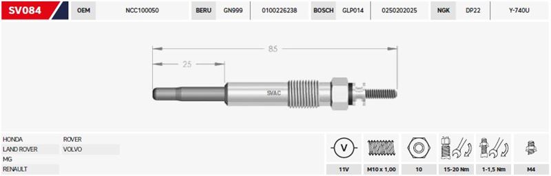 SV.084-3.jpg KIZDIRMA BUJİSİ 11V PEUGEOT J9 (4 AD ) - Görsel 1