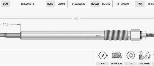 KIZDIRMA BUJİSİ 11V TOYOTA AURIS-AVENIS-COROLLA-RAV 4 2.2D - 4D (4 AD )