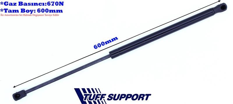 T611152-1.jpg BAGAJ AMORTİSÖRÜ FIAT FIORINO 08- (UZUNLUK=600mm BASINÇ=670N) (2 AD ) - Görsel 1