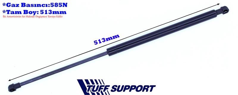 T612210-1.jpg BAGAJ AMORTİSÖRÜ RENAULT LAGUNA II 01- (UZUNLUK=513mm BASINÇ=585N) (2 AD ) - Görsel 1