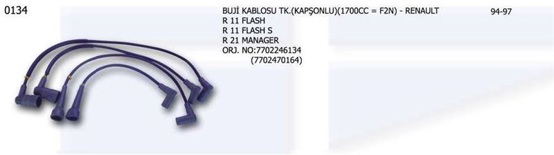 UNV.0134-1.jpg BUJİ KABLOSU 7702246134 RENAULT R11 FLASH- 21 MANAGER 7702470164 (1 TK ) - Görsel 1