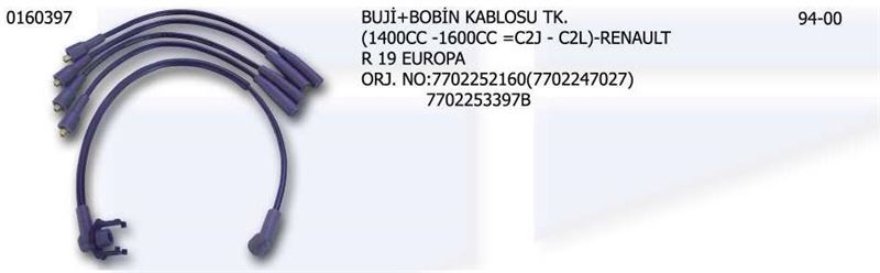 UNV.0160397-1.jpg BUJİ ve BOBİN KABLOSU RENAULT R19 EUROPA 7702252160-7702247027 (1 TK ) - Görsel 1