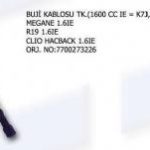 BUJİ KABLOSU TK.RENAULT MEGAN 1 6İE CLIO HACBAC 1 6İE (1 TK )