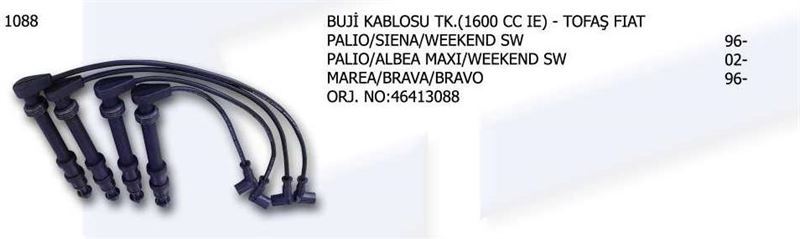UNV.1088-1.jpg BUJI KABLOSU TAKIM 1.6 16V FİAT MAREA,FİAT BRAVA,FİAT BRAVO,FİAT SİENA,FİAT ALBEA,FİAT PALİO,FİAT DO (1 TK ) - Görsel 1