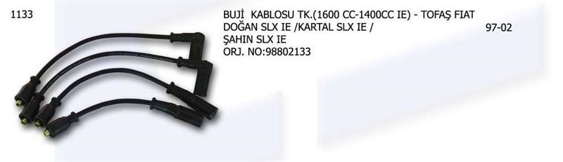 UNV.1133-1.jpg BUJİ KABLOSU 98802133 FIAT DKŞ DOĞAN SLX İE KARTAL SLX İE ŞAHİN SLX İE (1 TK ) - Görsel 1