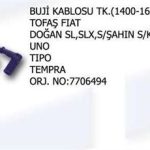 BUJİ KABLOSU 7706494 DKŞ FIAT DKŞ UNO TIPO TEMPRA ŞAHİN S DOĞAN SL SLX KARTAL SL SLX (1 TK )