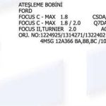 ATEŞLEME BOBİNİ FORD FOCUS C-MAX KALEM BOBİN (1 AD )