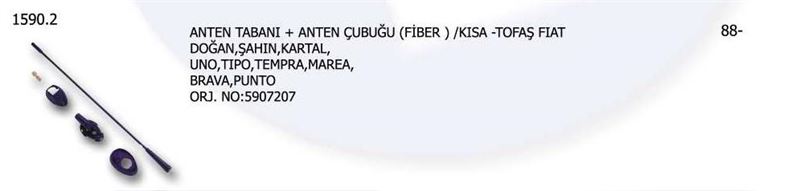 UNV.1590-2-1.jpg ANTEN TABANI + ANTEN ÇUBUĞU (FİBER) - KISA DOĞAN ŞAHIN KARTAL FIAT DKŞ UNO TIPO TEMPRA MAREA B.. (1 AD ) - Görsel 1
