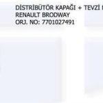 DİSTRÜBİTÖR KAPAĞI+TEVZİ MAKARASI KİT RENAULT R9 BRODWAY (1 AD )