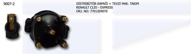 UNV.9007-2-1.jpg DİSTRÜBİTÖR KAPAĞI+TEVZİ MAKARASI KİT RENAULT CLIO-EXPRES (1 AD ) - Görsel 1