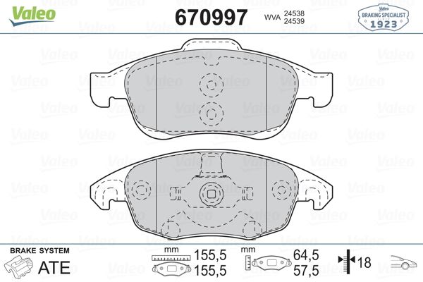 VL670997-1.jpg DİSK FREN BALATASI ÖN CITROEN C4 PICASSO-C4 II DS4-1.6HDI 110/1.8 16V 10/06 - PARTNER TEPE-BERLINGO (1 TK ) - Görsel 1